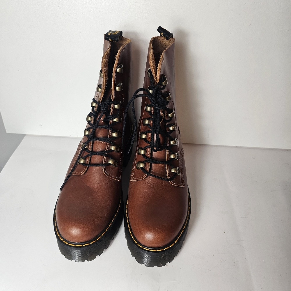 NWT Dr. Martens Leona Brown Lace UP Combat Boot Size 7 - Picture 4 of 12